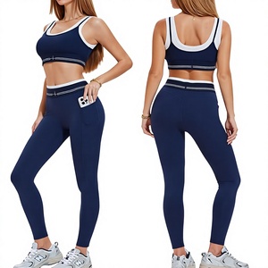 Leggings de course pour femmes à compression élevée, avec brassière de sport dos nageur assortie, séchage rapide, respirant, pour l'entraînement et les activités sportives - Product Image 1