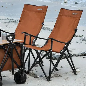 HISPEED özel tasarım Logo baskılı açık plaj sandalyesi katlanır 2024 Highback alüminyum alaşımlı çerçeve açık sandalye