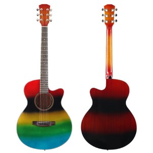 Violão Folk Sabri de <span class=keywords><strong>40</strong></span> Polegadas com Folheado de Abeto, Cor Gradiente Arco-Íris, para Estudantes, Violão de Madeira - Product Image 4