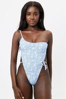 Maillot de bain une pièce pour femme, coupe haute, imprimé floral, bretelles fines, en tissu recyclé, design personnalisé, fabriqué par un fabricant de maillots de bain