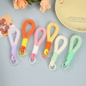2024 New Colorful Plush Mobile Phone <b>Lanyard</b> Creative Keychain Hanging Rope Bag Hanging Accessories Pendant - Product Image 1