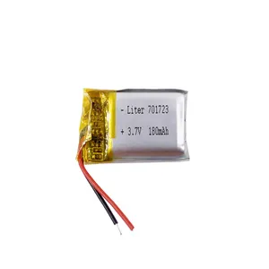 可充电锂电池701723 3.7V 180毫安时锂聚合物电池，带印刷电路板和电线