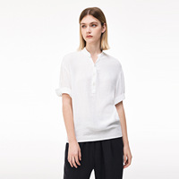Chemise décontractée pour homme, style Old Money, texturée, col en V, manches courtes, en coton-lin-viscose, respirante, très élastique, coupe ample, couleur unie