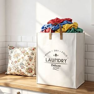 Panier à linge pliable en coton pour dortoirs d'étudiants, auberges, blanchisseries commerciales, avec poignées, pour l'entretien ménager des hôtels - Product Image 1