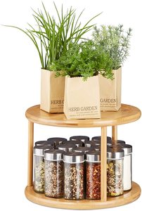 <span class=keywords><strong>Carrousel</strong></span> de cuisine Offre Spéciale support à <span class=keywords><strong>épices</strong></span> rotatif en bambou à 2 niveaux, organisateur d'étagère, support cosmétique - Product Image 3