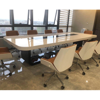 Table de conférence moderne en pierre artificielle pour 12 à 14 personnes, table de bureau, table de salle de réunion, détachable