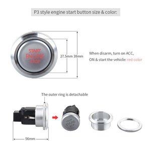 DC12V Silver Button Push Button Start <b>Switch</b> Keyless Go Rfid Car Alarm - Product Image 4