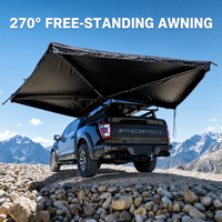 Auvent latéral de voiture 270 degrés à double poteau avec éclairage et auvent en forme d'éventail, en tissu Oxford imperméable, idéal pour le camping et les SUV – Vente directe usine