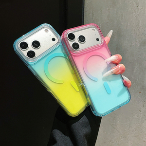 Coque de téléphone magnétique transparente à dégradé coloré <span class=keywords><strong>pour</strong></span> iPhone 18 Pro Max 17 16 15 14, design <span class=keywords><strong>fantaisie</strong></span>, compatible avec la charge sans fil - Product Image 1