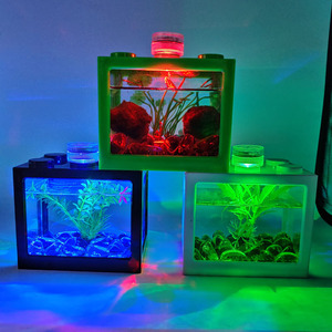 Kotak Akuarium Mini Tangki Ikan Cupang Kecil Tangki Ikan Multifungsi Isi Ulang USB Dengan Lampu LED Kotak Tangki Makan Reptil - Product Image 5