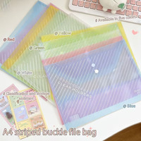 Pochette de rangement A4 personnalisée en plastique transparent à motif sergé, grande capacité, avec soufflet extensible et bouton-pression
