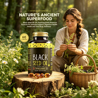 Kapsul Minyak Biji Hitam Nigella Sativa Cold Pressed Label Pribadi Kustom Grosir Vitamin E untuk Kesehatan Rambut, Kulit & Kuku