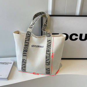 Tas <span class=keywords><strong>Tote</strong></span> Kanvas Polos Hitam Putih Baru 12Oz Katun Tebal Dengan Resleting Tas Selempang Kanvas Polos - Product Image 4