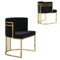 Chaise de salle à manger moderne en acier inoxydable, rembourrée en velours avec capitonnage large, nouveau mobilier pour restaurant et usage domestique