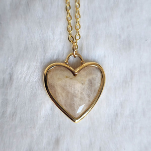 Collana in Acciaio Inox 316L Regalo di San Valentino Placcata Oro 18K con Ciondolo a <span class=keywords><strong>Cuore</strong></span> in Pietra Naturale per Donne - Product Image 5