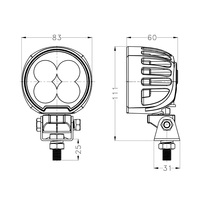 ECE R10 IP68 3 pouces 40W 360 degrés rotatif rond led lampe de travail camion remorque tracteur exploitation minière forêt lumière