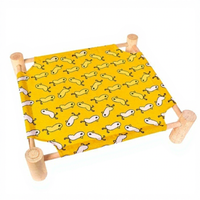 Lit de camping XL pour animaux de compagnie, amovible, lavable, rafraîchissant, imperméable, hamac d'été pour chien et chat, en bois, en peluche, portable, rembourrage en polyester