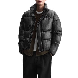 OEM diario invierno 100% poliéster a prueba de viento logotipo personalizado Ripstop burbuja cuello alto abajo chaqueta de los hombres - Product Image 2