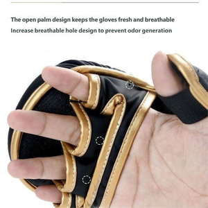 Gants <span class=keywords><strong>de</strong></span> <span class=keywords><strong>boxe</strong></span> en polyuréthane demi-doigts style pain pour hommes, femmes, adultes et enfants ; Gants <span class=keywords><strong>de</strong></span> combat pour le kickboxing et le Sanda - Product Image 6