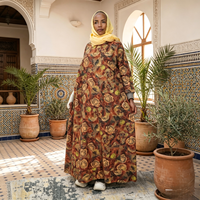 Robe longue Abaya en mousseline de coton à imprimé floral, col rond, coupe ample, manches trois-quarts, pour le Ramadan et le quotidien, modèle 2026, OEM