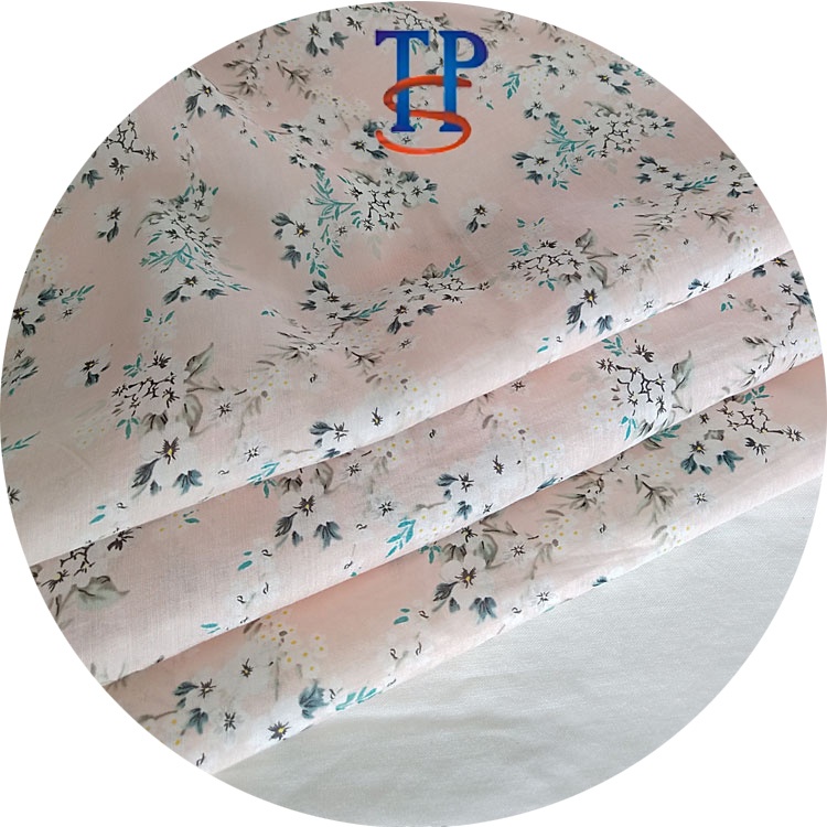 Индивидуальный дизайн светло-розовая Цветочная цифровая трафаретная печать хлопковая шелковая ткань