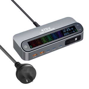 อะแดปเตอร์ชาร์จ GaN 6 พอร์ต รุ่นใหม่ล่าสุด <span class=keywords><strong>65W</strong></span> <span class=keywords><strong>VOOC</strong></span> PD3.1 ชาร์จเร็ว พร้อมสายชาร์จแบบยืดหดได้ จอแสดงผล LED ดิจิตอล พร้อมนาฬิกา - Product Image 3