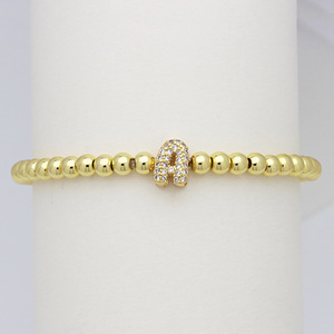 Thời trang tiếng anh 26 Bong <span class=keywords><strong>b</strong></span>óng chữ cái chữ mạ vàng đính cườm đồng vòng đeo tay - Product Image 5