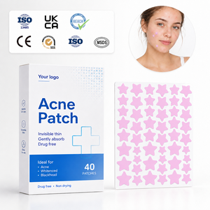 Cerotti invisibili coreani idrocolloidali a marchio privato per acne e brufoli, personalizzati, sottili, olografici, a forma di stella e cuore rosa, per il viso - Product Image 1