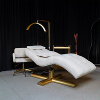 Nouvelle Table de Massage Courbée pour Extensions de Cils en Cuir Rose, Pied en Acier Inoxydable, pour Salon de Beauté