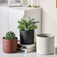 Pot de Plante Carré Intérieur/Extérieur AI avec Accents Peints Uniques Gris et Blanc, Pots en Ciment de 5,5 Pouces pour Toutes les Plantes d'Intérieur