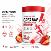 Gomitas de Creatina Monohidrato para Hombres y Mujeres, Gestión de Energía, Sabor Fresa, Diferentes Sabores, 120 Unidades, 4 por Porción, OEM, HALAL