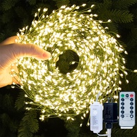Weihnachtsdekoration Girlande Kupferdraht LED Feuerwerkslichterkette Fernbedienung Cluster-Lichterkette für Hochzeit Party Raumdekoration