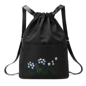 Custom Embroidery logo Waterproof Eco-Friendly Gym <b>Drawstring</b> <b>Backpack</b> Nylon Polyester 210D Folding <b>Backpack</b> with Wet Pocket - Product Image 1