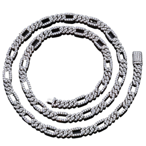 Chaîne cubaine personnalisable 7 mm <span class=keywords><strong>3</strong></span>-en-1 style Hop, entièrement ornée de strass, en laiton, bijoux pour hommes, type religieux chrétien - Product Image 1