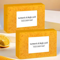 Savons Artisanaux Européens et Américains à Froid, Curcuma, Citron, Acide Kojique, 100g, pour Éclaircissement de la Peau, Anti-Acné, Bain et Visage