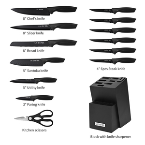 Ensembles <span class=keywords><strong>de</strong></span> blocs <span class=keywords><strong>de</strong></span> <span class=keywords><strong>couteaux</strong></span> en acier inoxydable à revêtement antiadhésif noir professionnel 15 pièces ensemble <span class=keywords><strong>de</strong></span> <span class=keywords><strong>couteaux</strong></span> <span class=keywords><strong>de</strong></span> cuisine avec ciseaux - Product Image 2