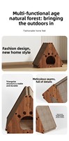 Griffoir pour chat triangulaire en chêne moderne, durable et réglable, avec lit vertical pour chat, structure d'escalade, emballage en carton, montage facile