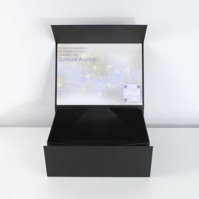 Custom Black Folding Rigid Box with Glossy Tower Pattern Matte Lamination Premium Packaging Box