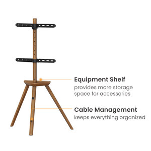 LUMI Vente en gros Écran plat de 45 à 65 pouces Support de studio à 3 pieds en bois Chevalet universel Trépied LED Mobile TV Floor Stand With Mount - Product Image 4
