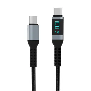 发光二极管显示器100W USB C型至USB C电缆0.5/1.5/2m，适用于iPhone 13 12 Pro Max iPad USB充电器线