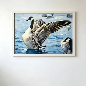 <span class=keywords><strong>Peinture</strong></span> à l'huile artisanale d'<span class=keywords><strong>oie</strong></span> du Canada sur toile avec cadre, imperméable et écologique, grande œuvre d'art murale pour hôtel et salon - Product Image 1