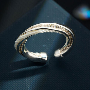 Festive New Year Red String Open Ring Micro Pave Zirconia Adjustable Index Finger Ring Exquisite Band - Product Image 4