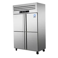 Resfriador de aço inoxidável de alto desempenho, 4 portas, congelador comercial upright, frigorífico de aço inoxidável para restaurante e cozinha
