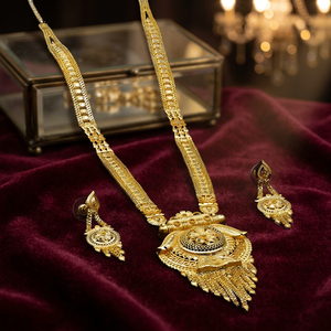 Juego de Collares Largos de Latón Chapado en Oro de 14K, 18K y 24K, Diseño Tradicional para Bodas, Joyería de Moda al por Mayor - Product Image 2
