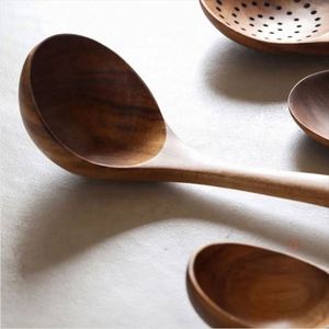 Ustensiles de cuisine 26/10.2IN, cuillère à salade en bois d'acacia et de teck, fabriquée à la main, pour la cuisine - Product Image 3