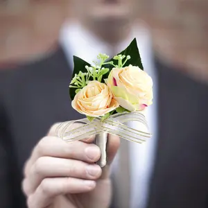 Décoratif mariée faux ruban poignet fleur mariage blanc vert Rose rose fleur Corsage