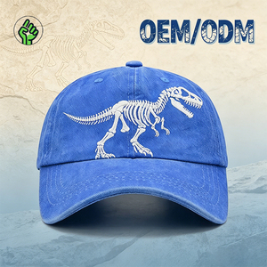 Casquette de baseball décontractée personnalisée en coton délavé style vintage avec broderie 3D squelette, ajustable, pour l'extérieur et la protection solaire - Product Image 1
