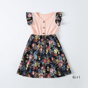 Verano logotipo personalizado <span class=keywords><strong>madre</strong></span> <span class=keywords><strong>e</strong></span> hija vestido diseño bebé camiseta fibra de bambú ropa familia juego trajes - Product Image 4