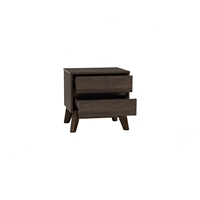 Table de chevet élégante en bois massif de style scandinave HIRADO, avec pieds en bois massif, couleur cacao et noyer, fabriquée en Malaisie