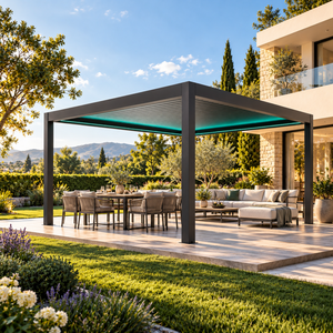 Pérgola de Aluminio para Exteriores Etodevice, Techo de Láminas Ajustables, Impermeable, Motorizada, Personalizada para Jardín - Product Image 5